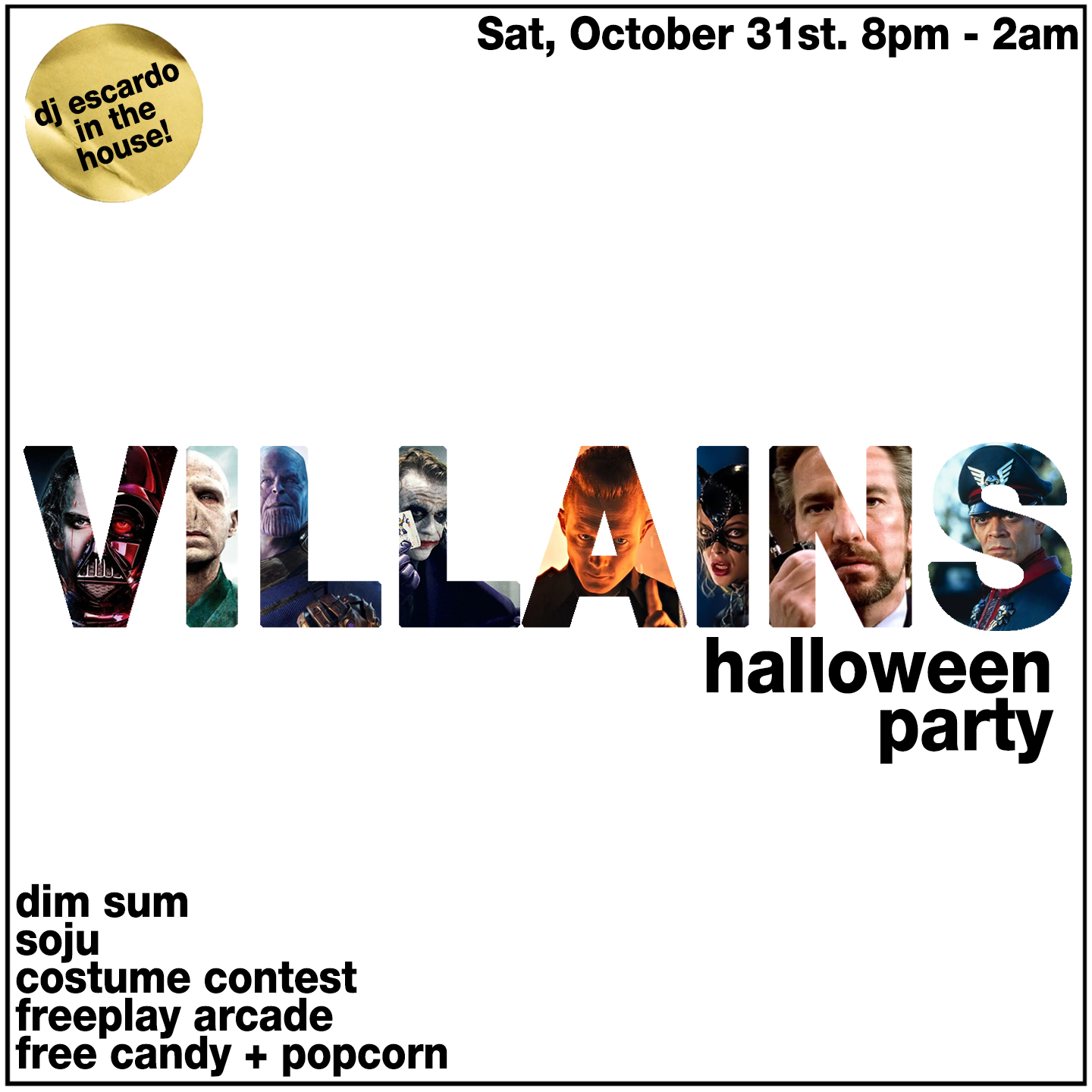 VILLAINS HALLOWEEN COSTUME PARTY!
